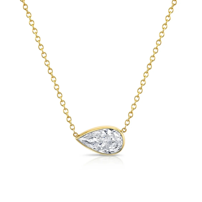 Pear-Shaped Bezel Diamond Pendant