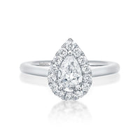 Tear drop shape diamond engagement ring set in 3 claws