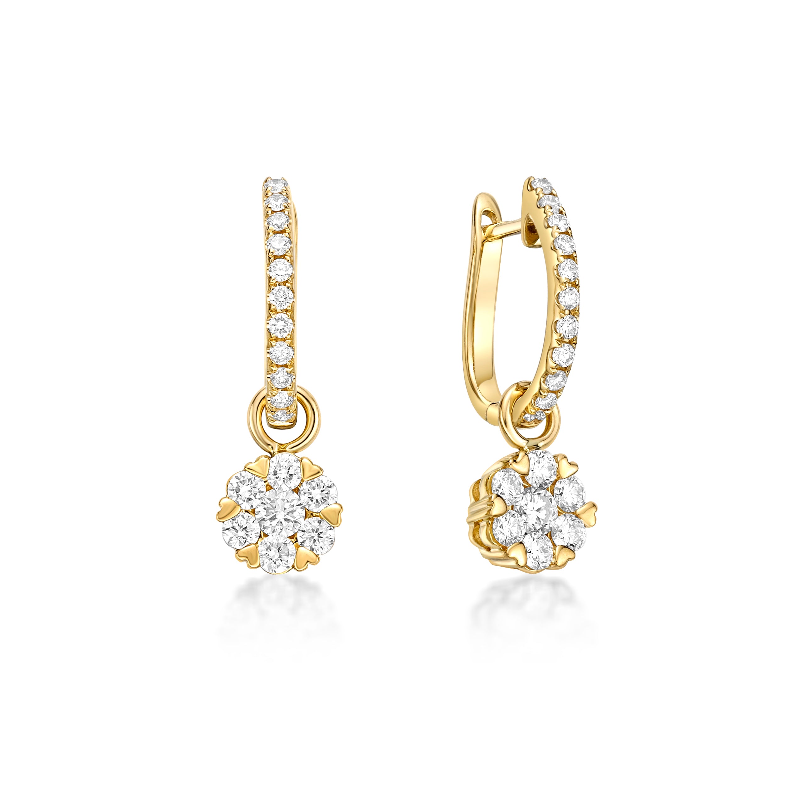 Diamond cluster deals hoop earrings