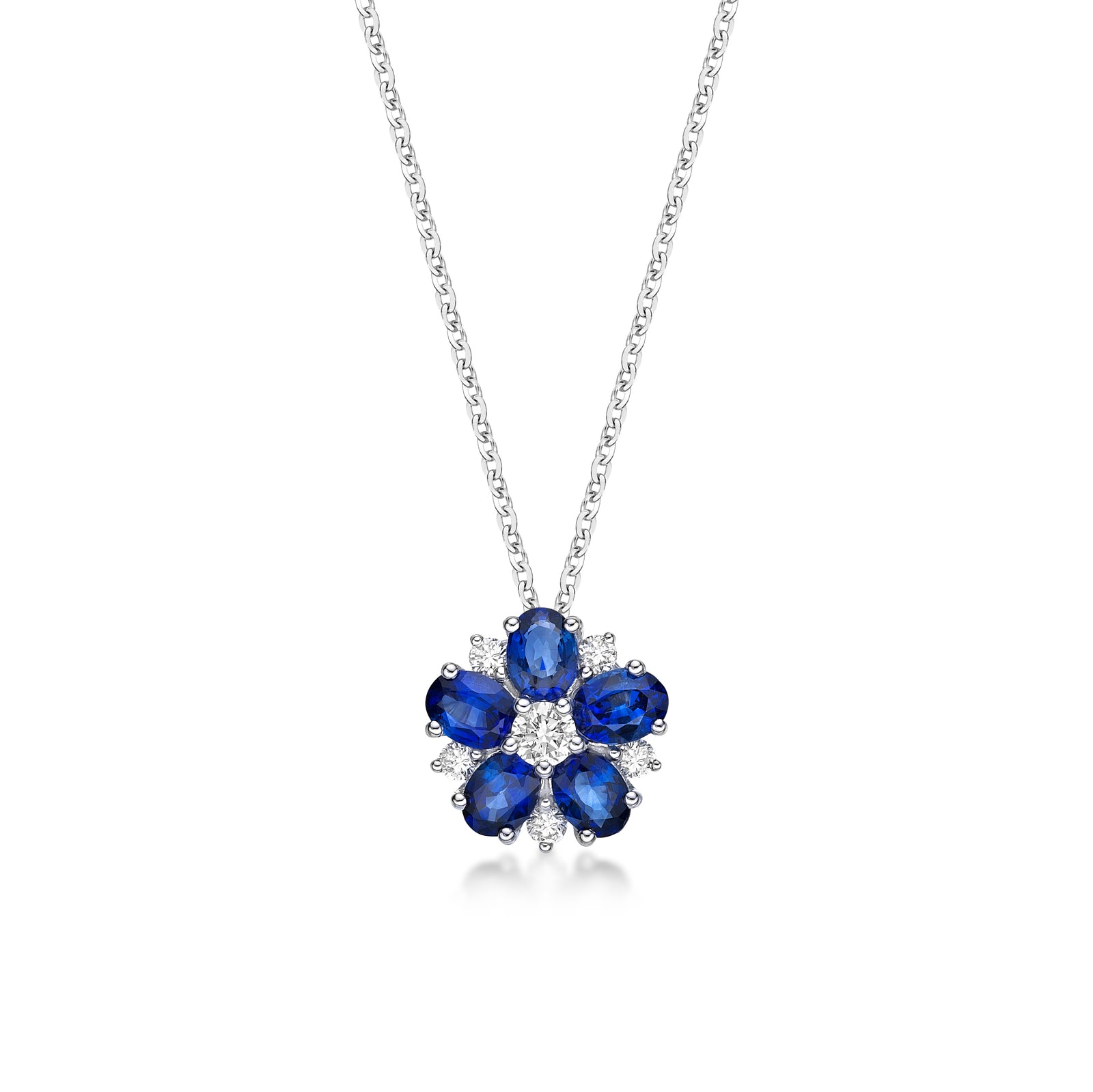 Diamond & Sapphire Flower Pendant