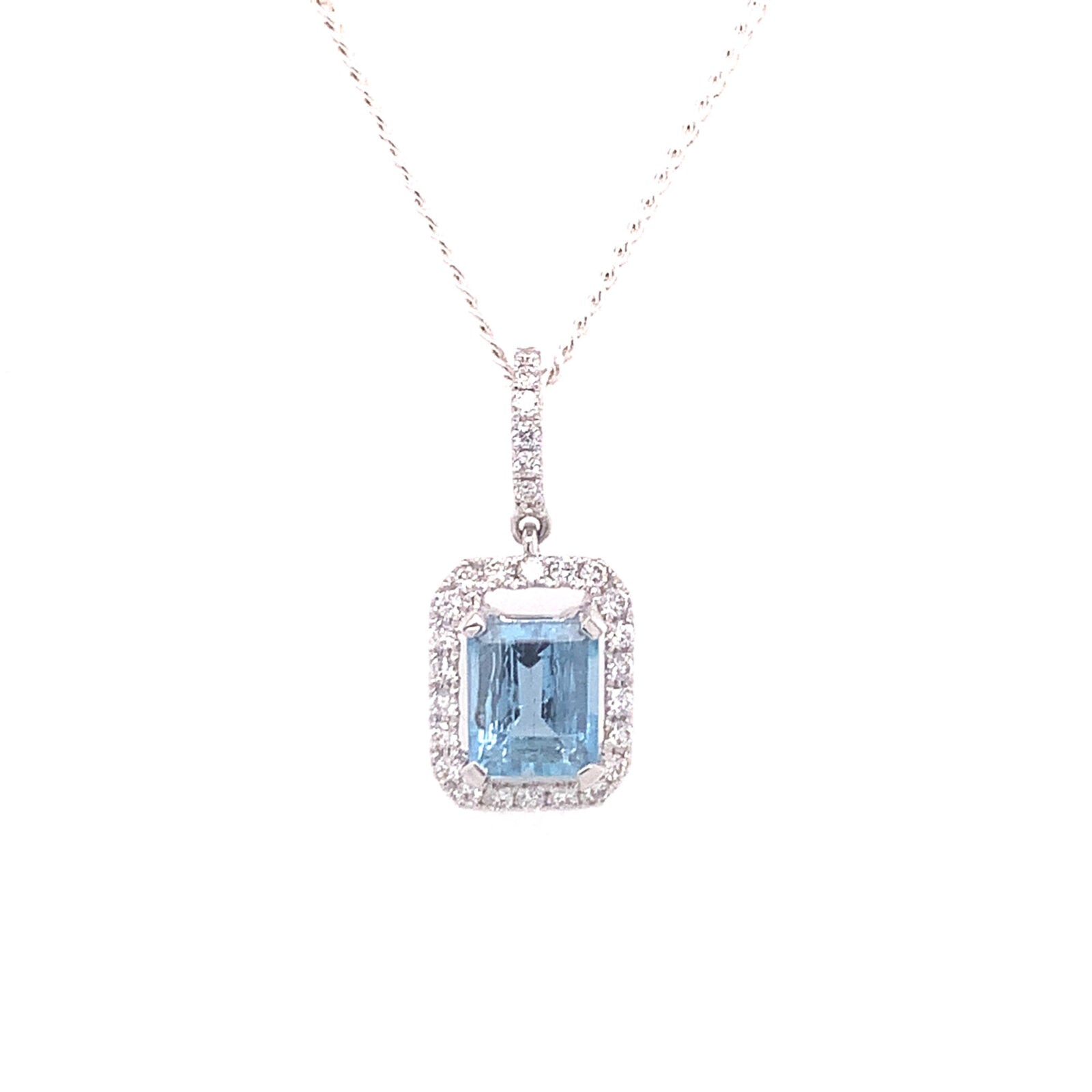 Aquamarine emerald hot sale cut pendant