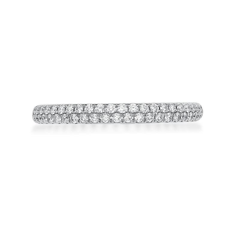 18ct Gold Diamond Wedding Band - Pave Set Round Diamonds
