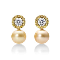 Pearl Diamond Halo Stud Earrings