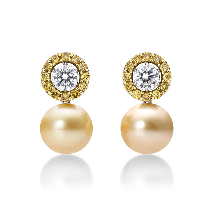 Pearl Diamond Halo Stud Earrings