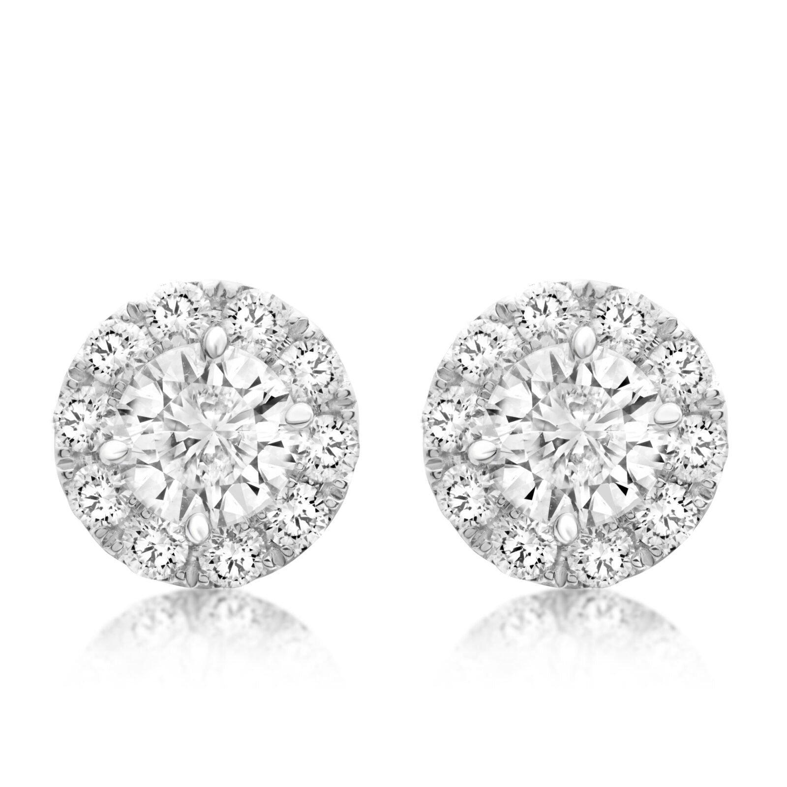 Round diamond earrings hot sale with halo