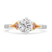 Certified Argyle Pink Diamond Engagement Ring Perth - Round Brilliant Cut