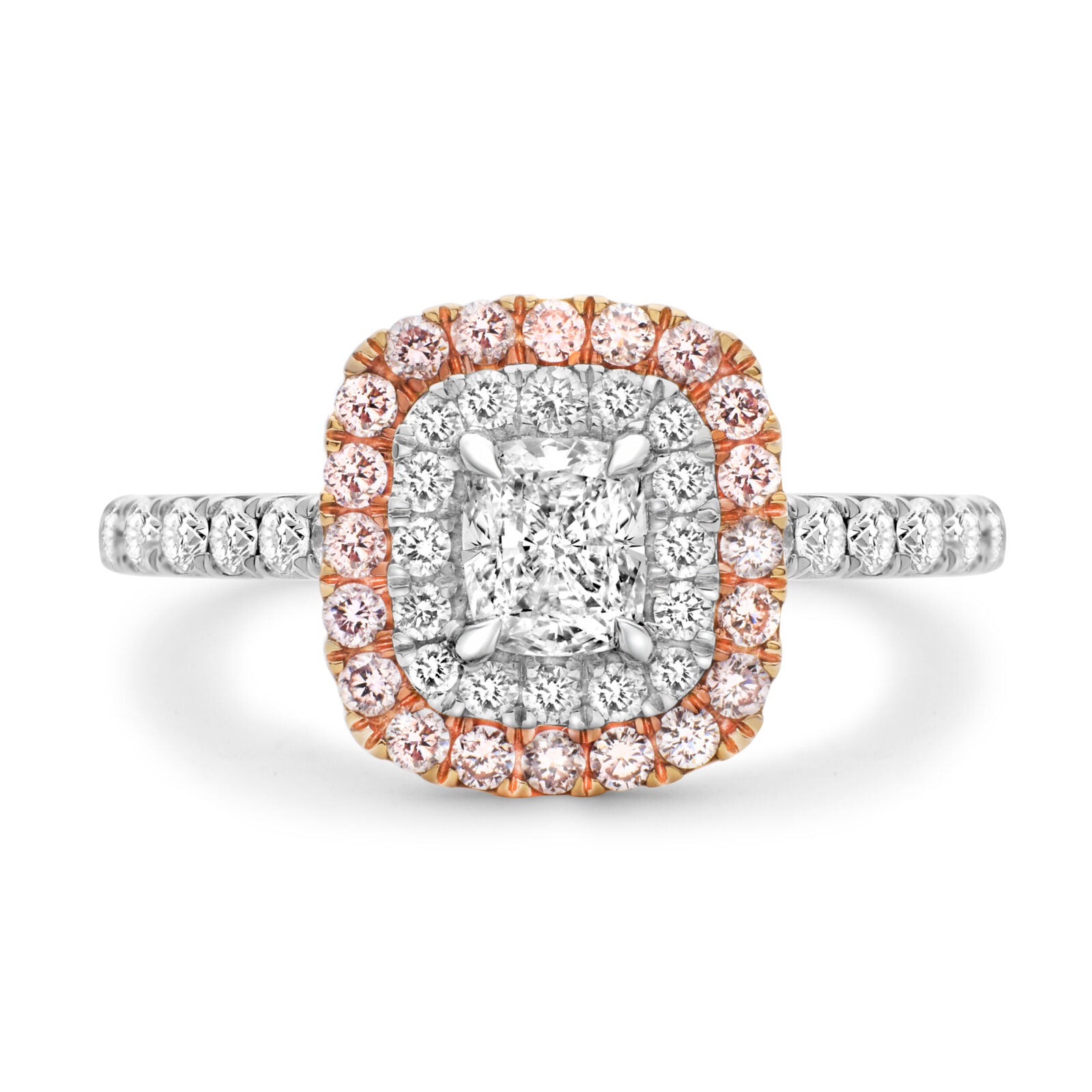 Certified Argyle Pink Diamond Engagement Ring - Cushion Cut Halo