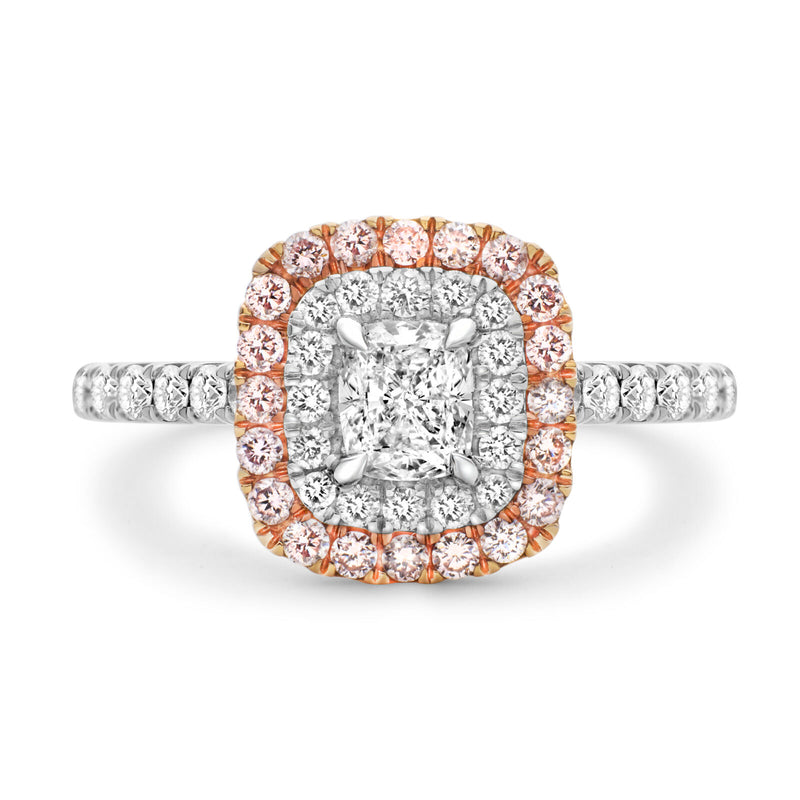 Certified Argyle Pink Diamond Engagement Ring - Cushion Cut Halo
