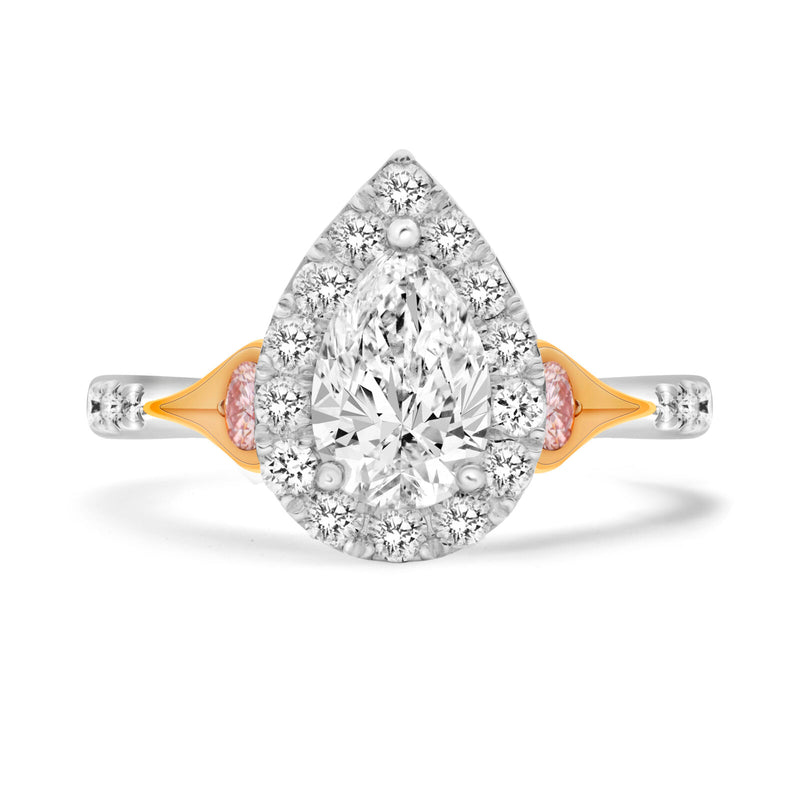 Certified Argyle Pink Diamond Engagement Ring Perth - Pear Shaped
