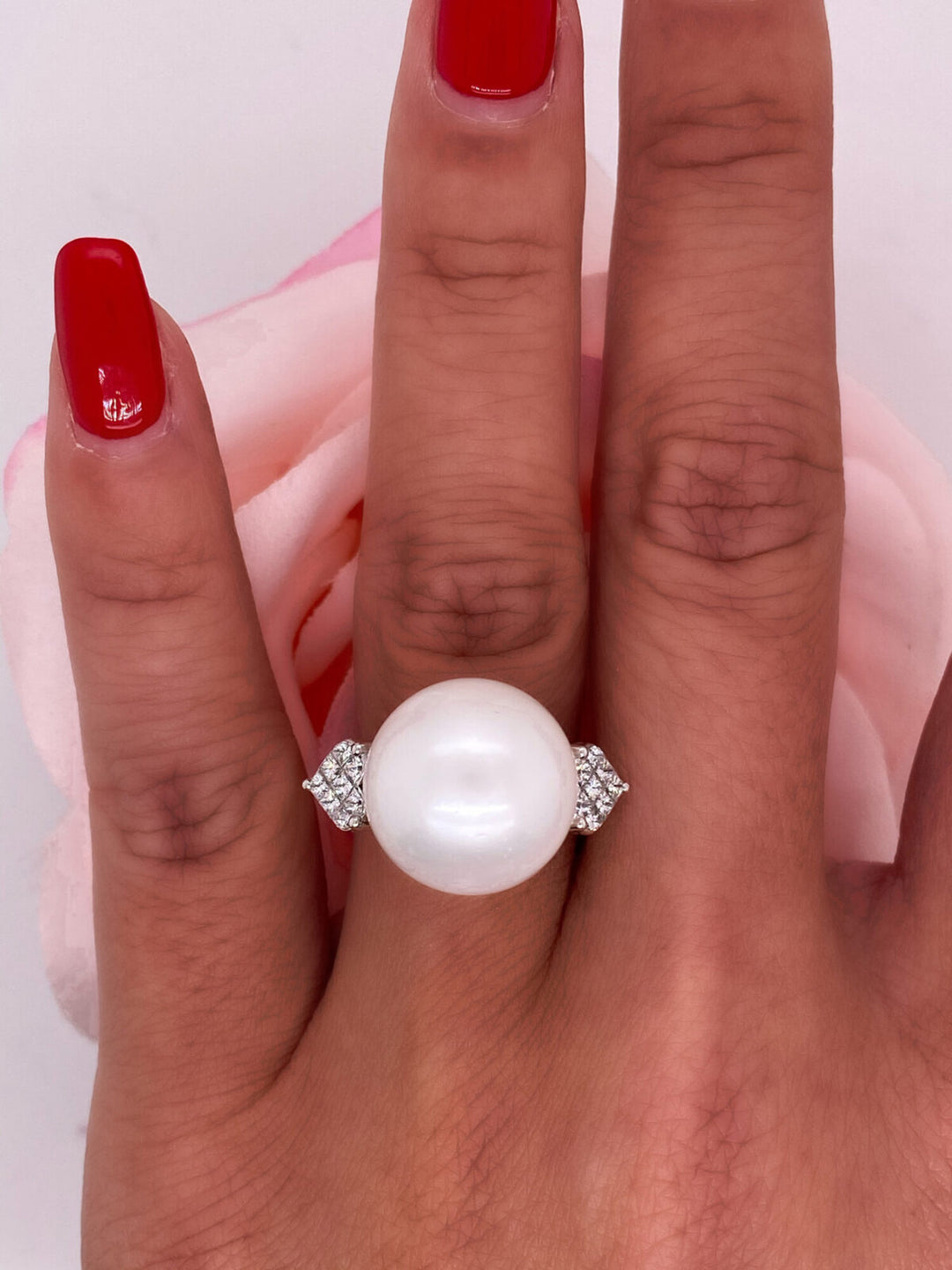 South Sea Pearl Ring Princess Diamonds