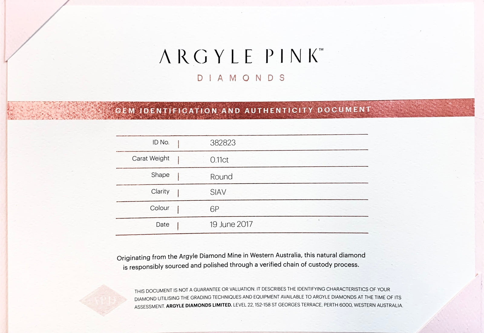 Argyle Certified Pink 0.11ct Round 6P SIAV