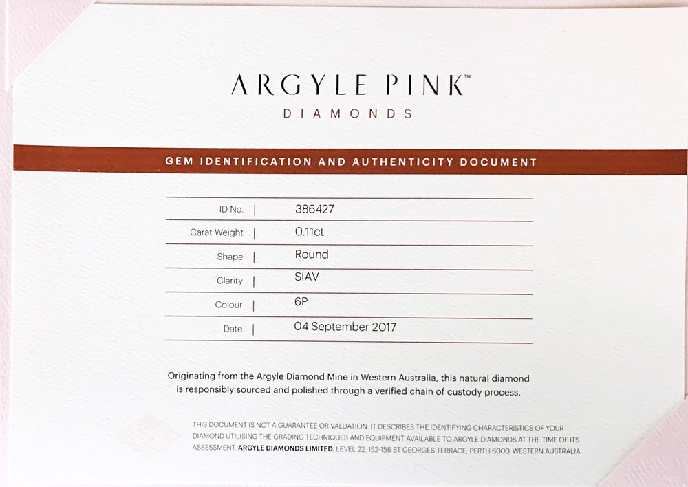 Argyle Certified Pink 0.11ct Round 6P SIAV