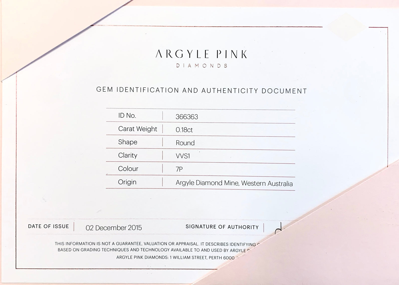 Argyle Certified Pink 0.18ct Round 7P VVS1