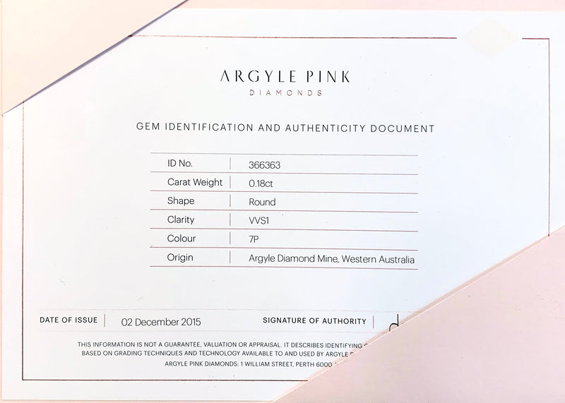 Argyle Certified Pink 0.18ct Round 7P VVS1