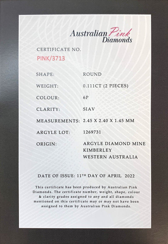 Argyle Certified Pink 2=0.111ct Round 6P SIAV