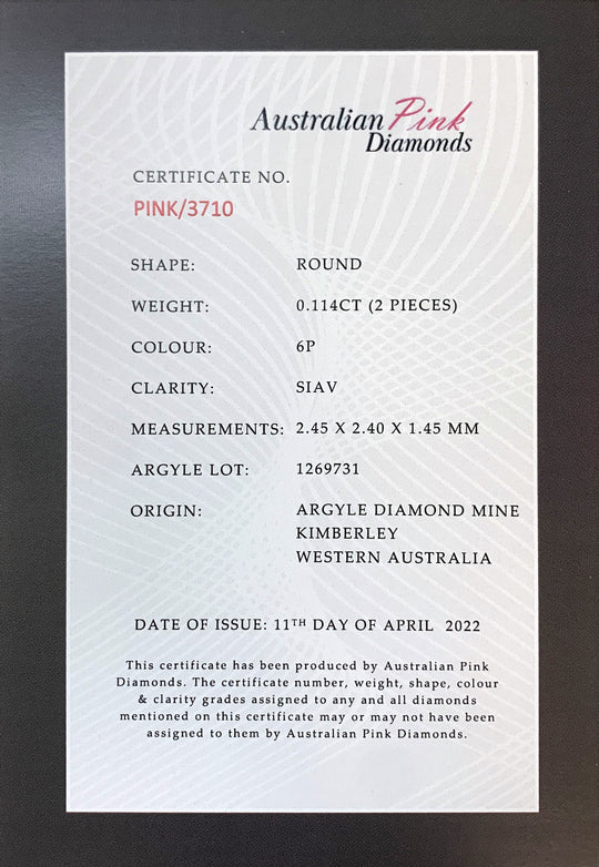 Argyle Certified Pink 2=0.114ct Round 6P SIAV