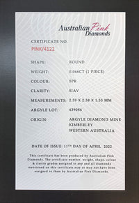 Argyle Certified Pink 0.066ct Round 5PR SIAV