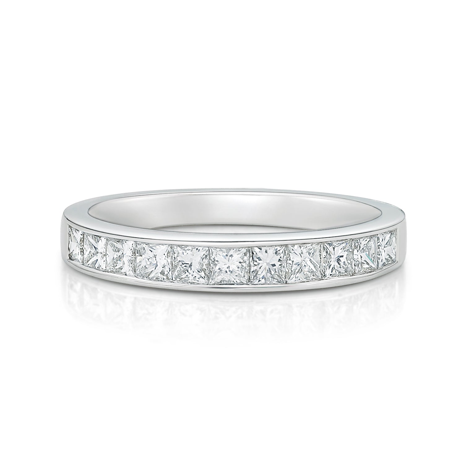 Gold Diamond Wedding Ring - Princess Cut Diamond Wedding Band