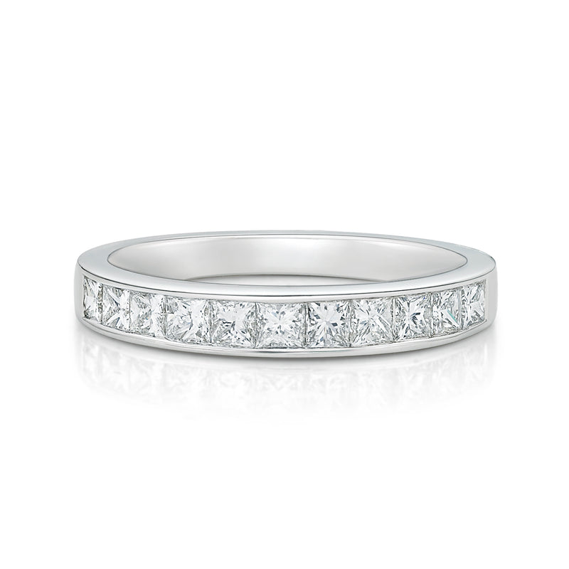 Gold Diamond Wedding Ring - Princess Cut Diamond Wedding Band