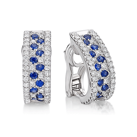 Diamond and Sapphire Huggie Earrings