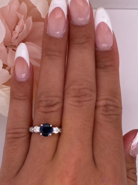 Blue Sapphire Trilogy Ring