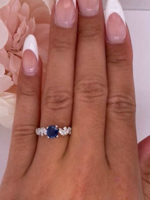 Blue Sapphire Diamond Band Ring