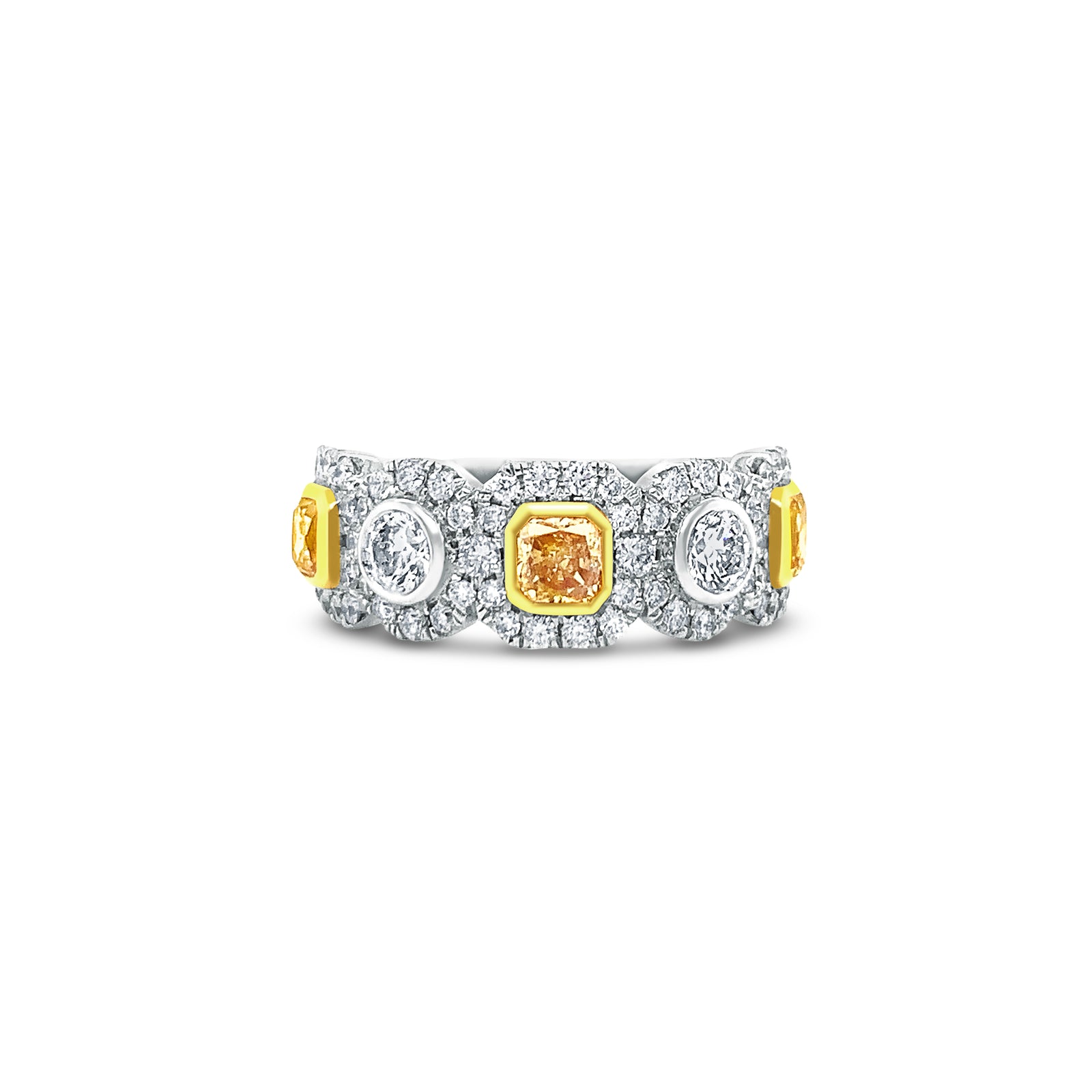 Yellow Diamond White Radiant Cut Dress Ring