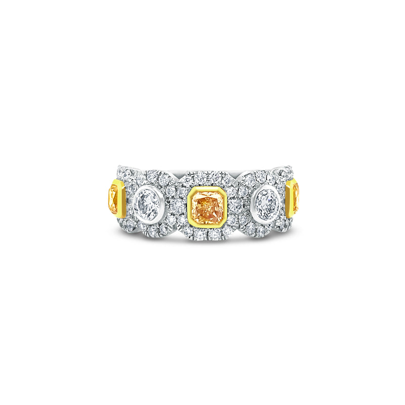Yellow Diamond White Radiant Cut Dress Ring