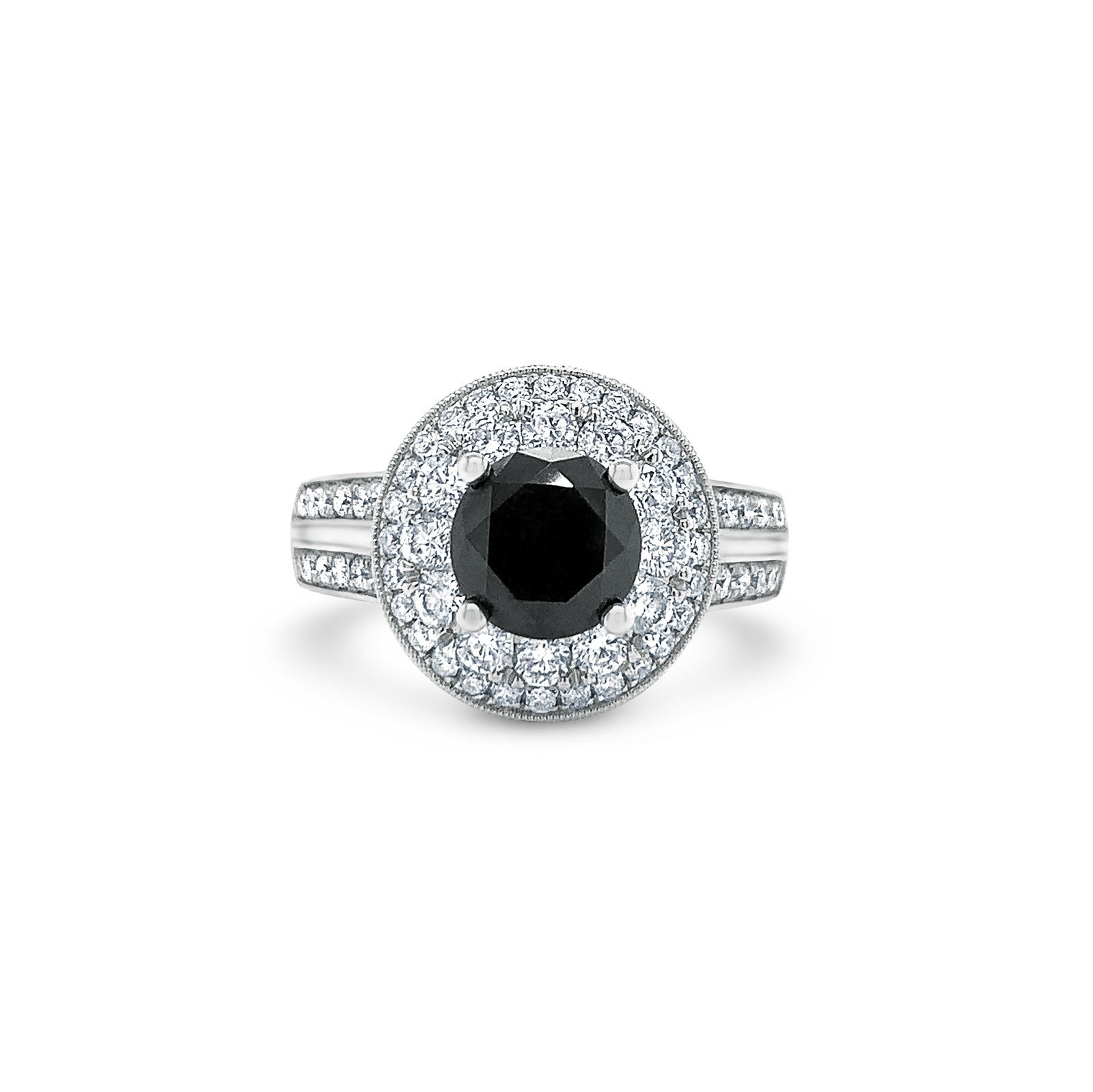Black Double Halo Diamond Ring