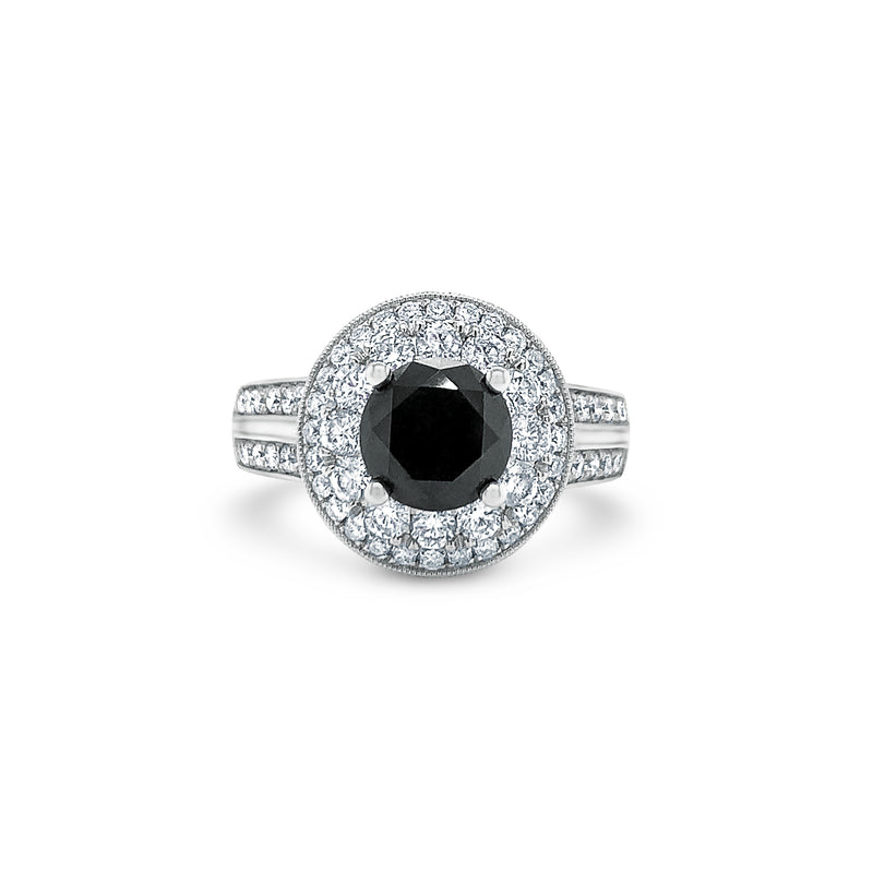 Black Double Halo Diamond Ring
