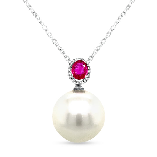 South Sea Pearl Ruby Diamond Pendant