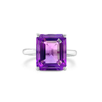 Amethyst Emerald Cut Tapered Band Ring