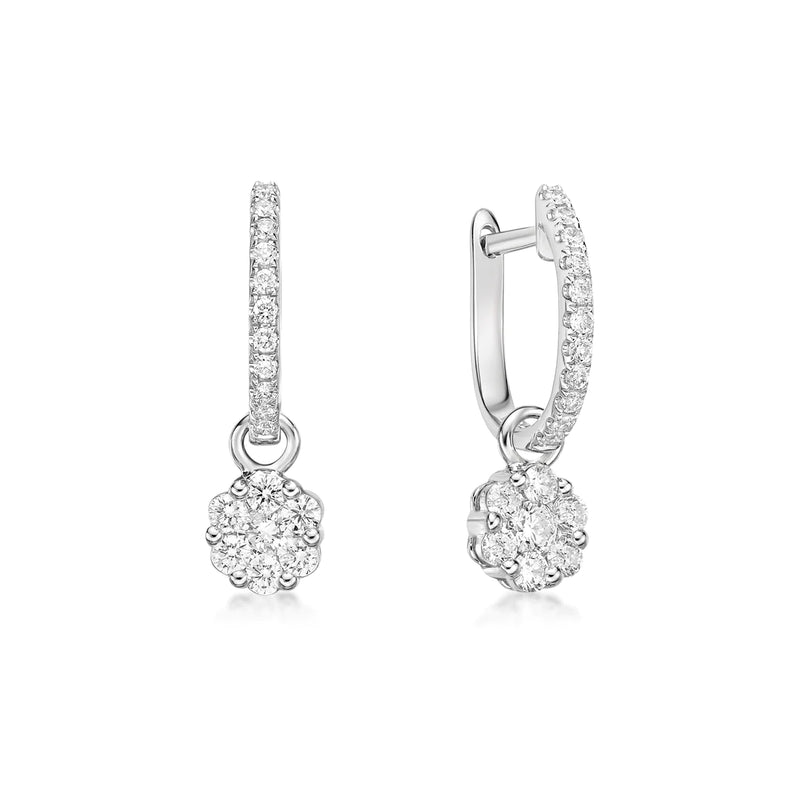 Flower Cluster Hoop Earrings
