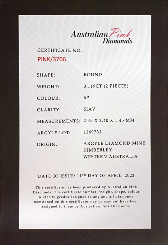 Argyle Certified Pink 2=0.119ct Round 6P SIAV