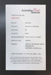 Argyle Certified Pink 2=0.107ct Round 6P SIAV