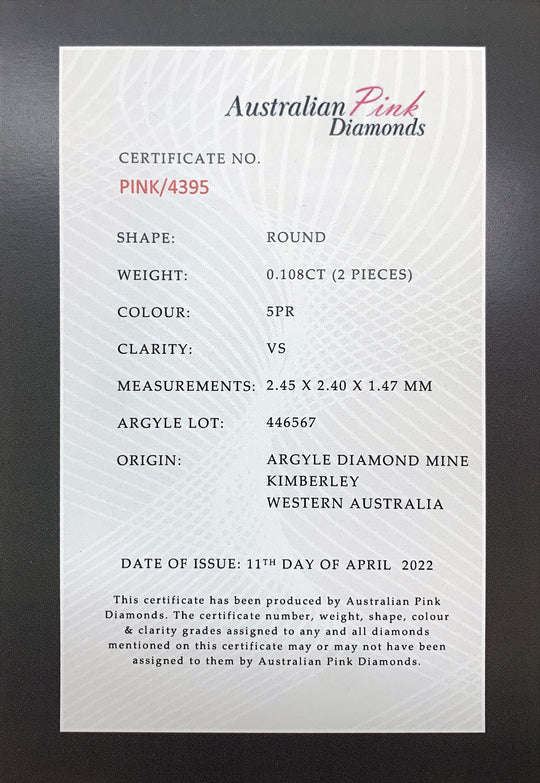 Argyle Certified Pink 2=0.108ct Round 5PR VS