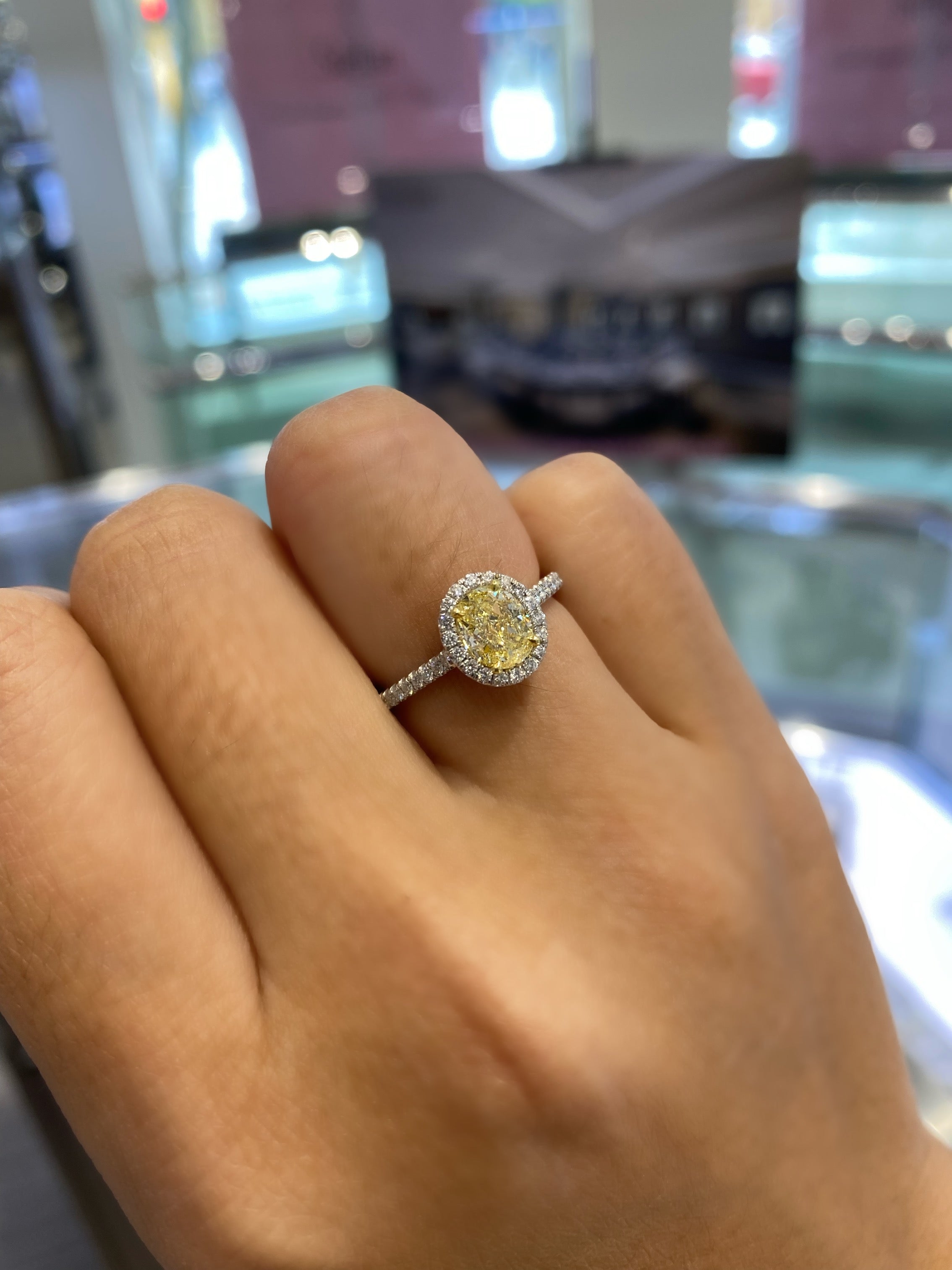 Oval yellow store diamond