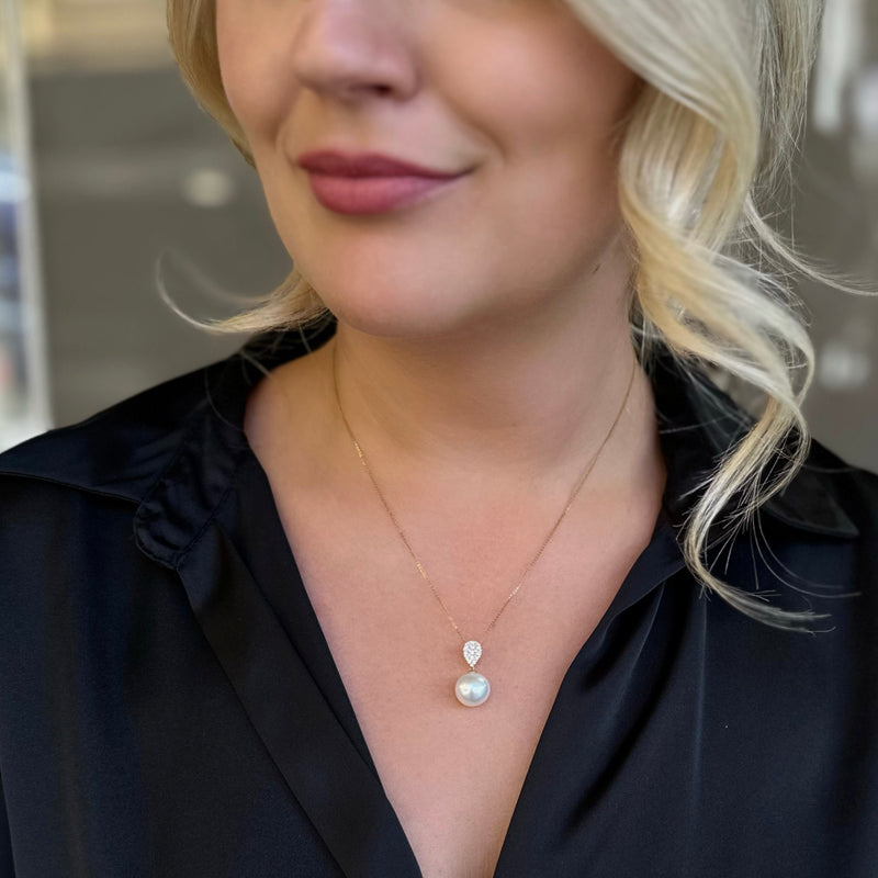 Diamond & Golden Pearl Pendant