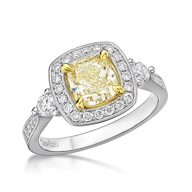 Yellow Cushion Cut Diamond Ring