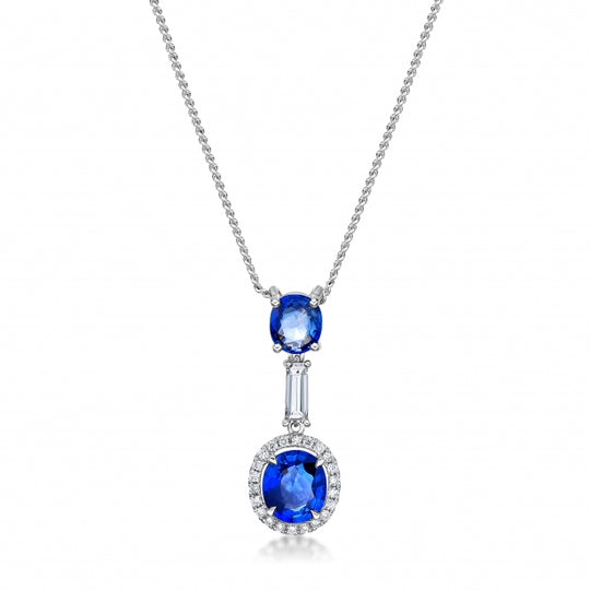 Diamond & Sapphire Drop Pendant