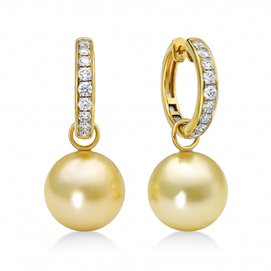 Pearl Hoop Earrings with Brilliant Diamonds