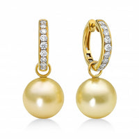 Pearl Hoop Earrings with Brilliant Diamonds