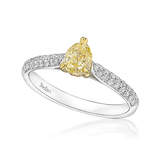Yellow Pear Diamond Ring