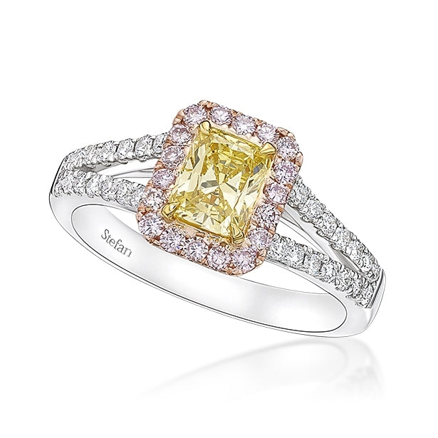 Yellow and Light Pink Diamond Ring
