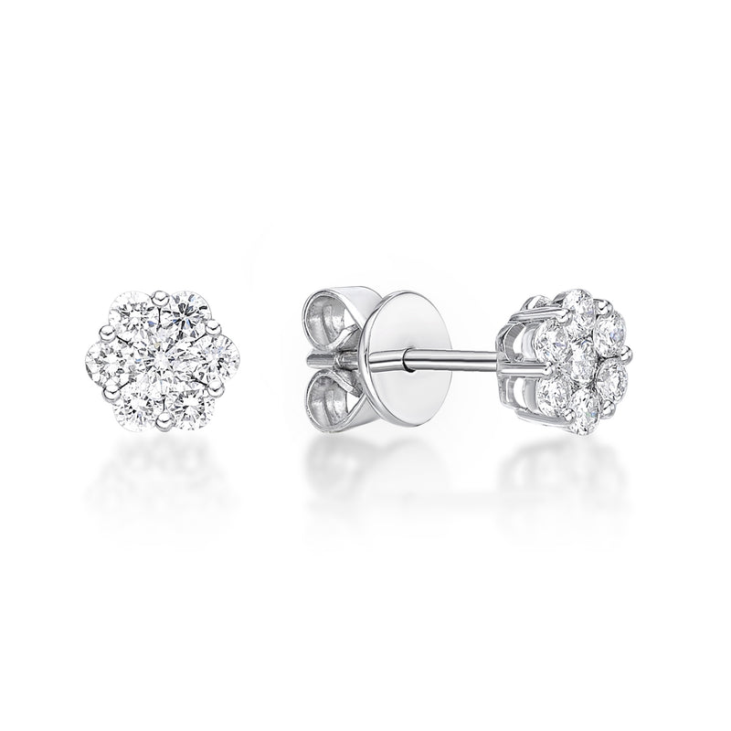 Diamond Flower Cluster Studs